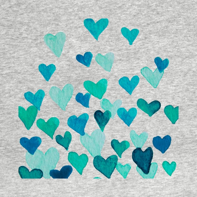 Valentine’s Day Watercolor Hearts – turquoise by wackapacka